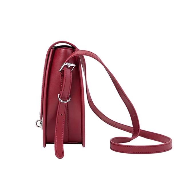 Cute Ladies' Wine Red Leather Crossbody Bags for Women 