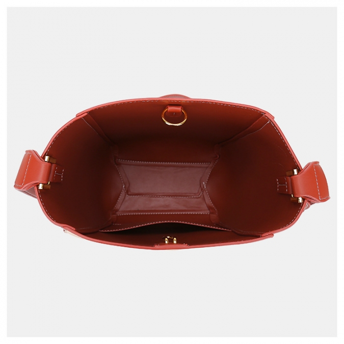 Hit Color Broadband Bucket Shoulder Bag 2 Pcs Female Handbag Set With Fabric Pocket 