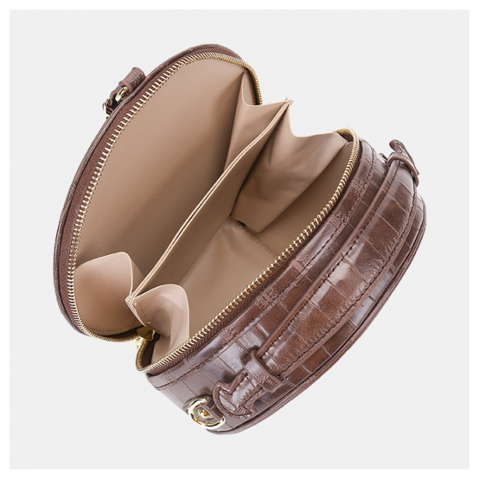 Modern style alligator leather round bag shoulder bag with luggage tag 