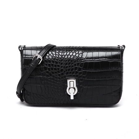 Professional High fashion custom black  alligator handbag leisure handbag Supplier