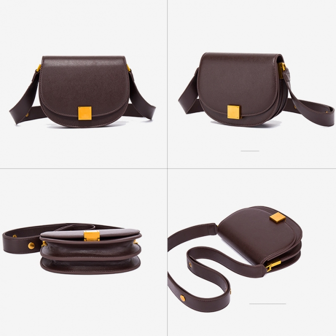 vintage pu leather half moon shoulder bag crossbody bag for women 