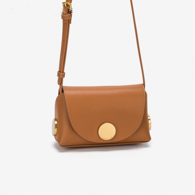 Mini Lady Retro Brown Faux Leather OEM Thin Shoulder Strap Crossbody Bag 