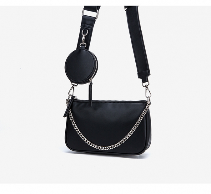 New Trendy Lady Small Zipper Shoulder Bag With Small Round Wallet 
