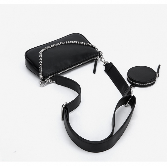 New Trendy Lady Small Zipper Shoulder Bag With Small Round Wallet 