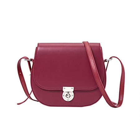 Wine Red PU Leather Crossbody Bags