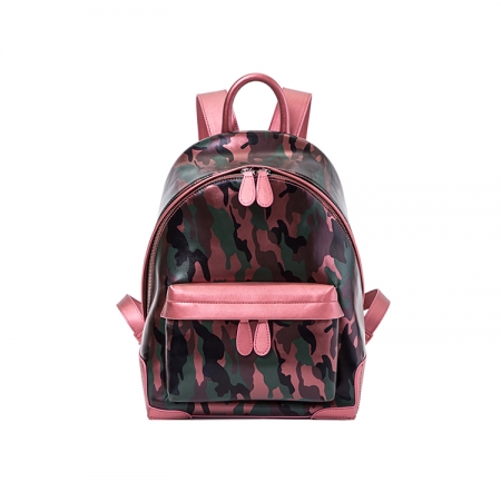 Camouflage Women's Leather School Backpack