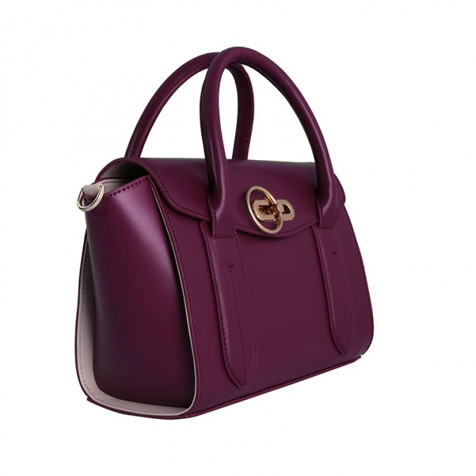 Quality Wine Color PU Leather Women Tote handbags with metal Lock 