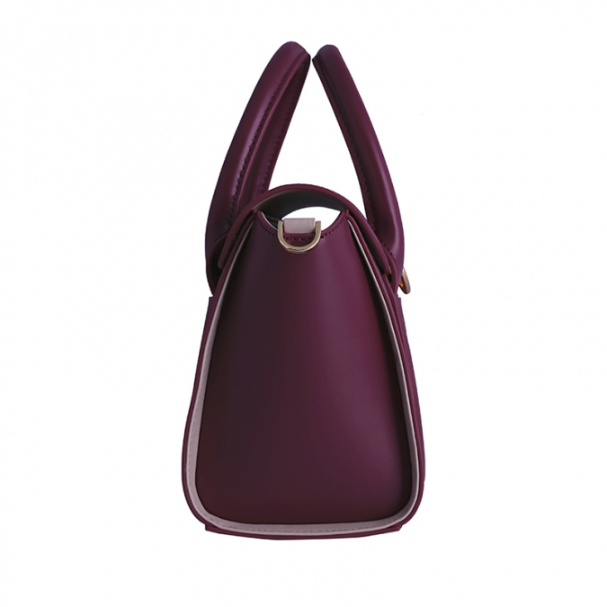 Quality Wine Color PU Leather Women Tote handbags with metal Lock 