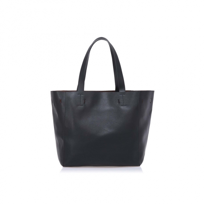 Online Sale Black Soft Leather Embroidery Women Tote Bag 