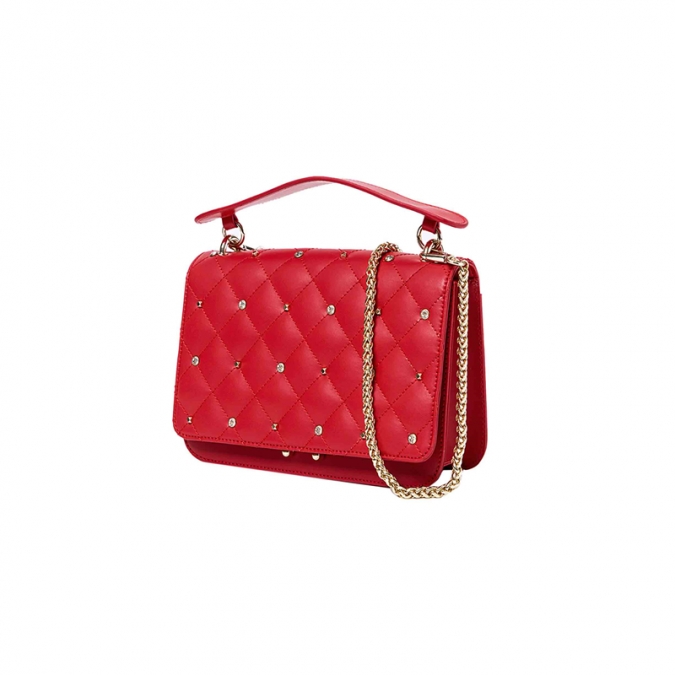 China Factory Quilted Professional Red Leather Crossbody Bag 