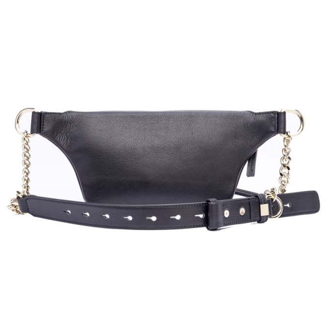 Wholesale Soft PU Leather Fashion Belt bag Fanny Pack with Metal Chain 