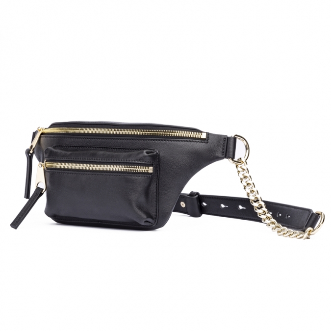 Wholesale Soft PU Leather Fashion Belt bag Fanny Pack with Metal Chain 