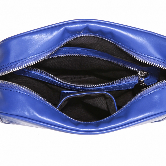 Custom Blue color PU leather women simple crossbody bag 