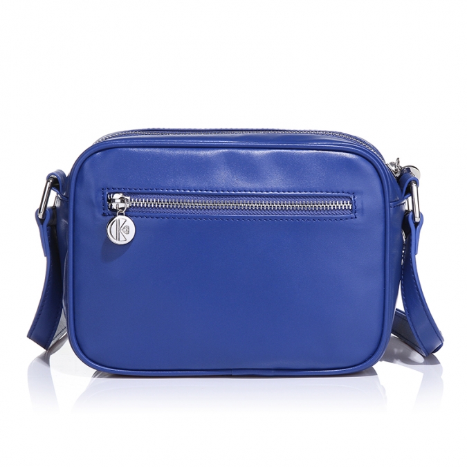 Custom Blue color PU leather women simple crossbody bag 