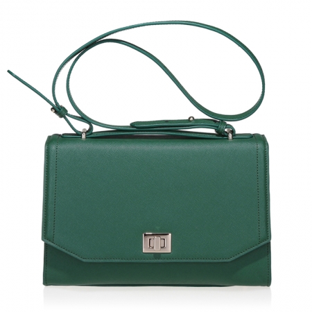 Green color saffiano leather handbags