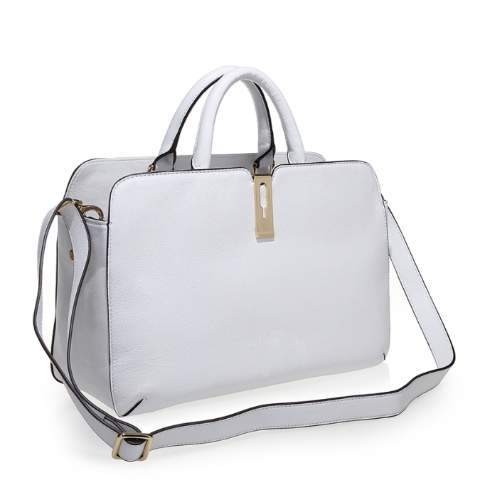 High Quality White Grainy pu leather women office tote handbags 