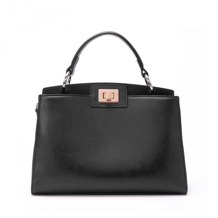 Black color leather handbag