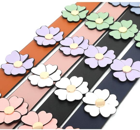 Wholesale fashion designer flower pu leather straps for women handbags 