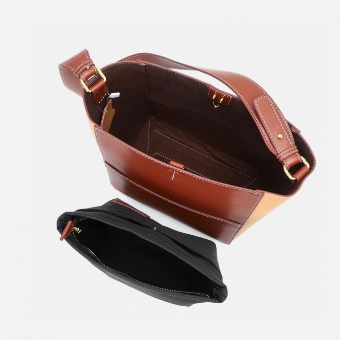 Custom fashion pu leather women handbag set with inside pouch 