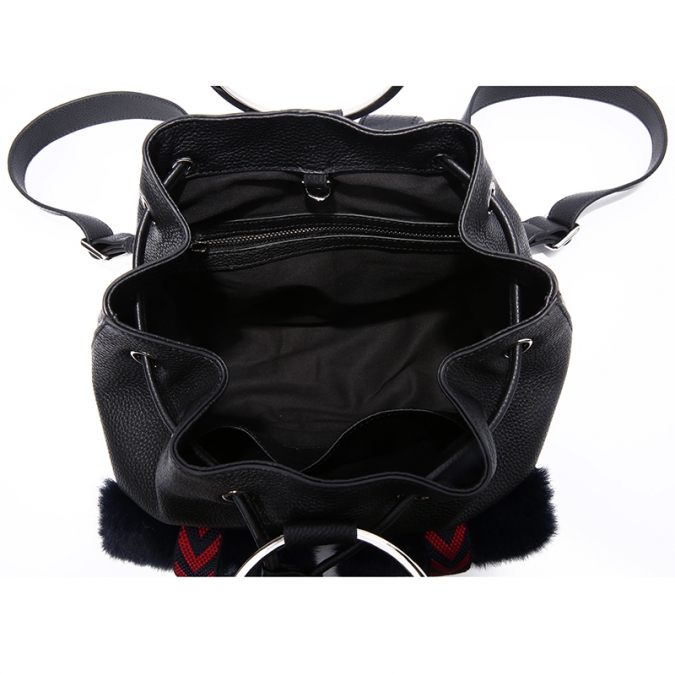 Custom luxury faux fur leather women tote backpack 