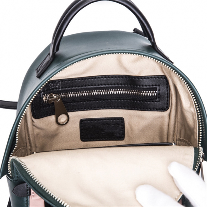 Custom fashion pink and green brand pu leather mini backpack 