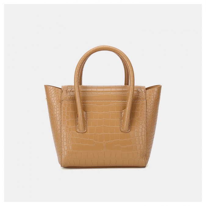 Customized Logo Lightweight Fashion Brown Crocodile PU Satchel Shoulder Handbags 