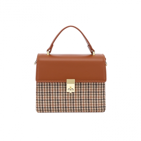 PU Leather Gingham Pattern Flap Bag