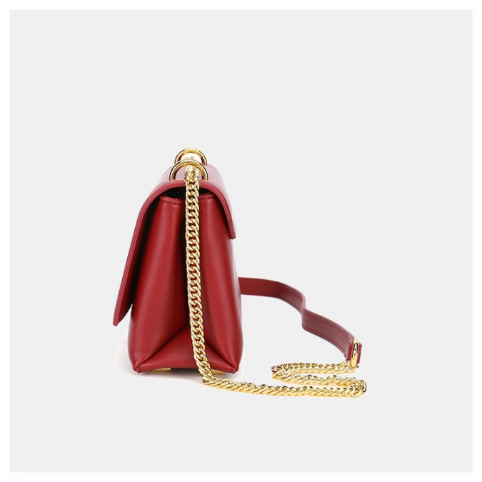 Fashion Models Vegan Red PU Leather Square Handbags for Women 