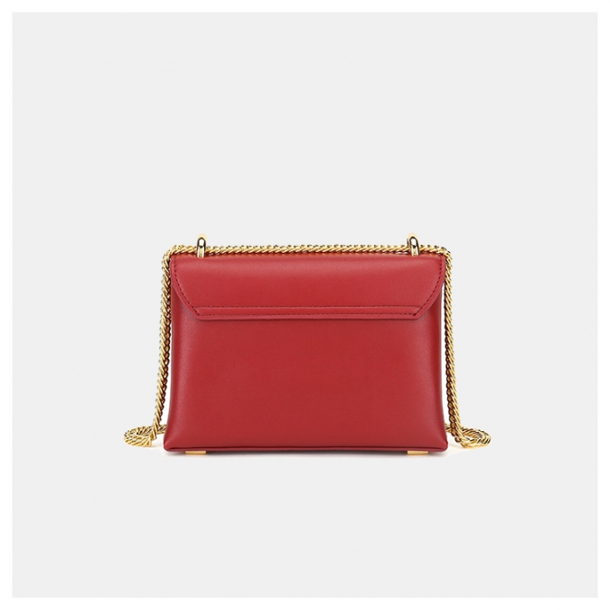 Fashion Models Vegan Red PU Leather Square Handbags for Women 