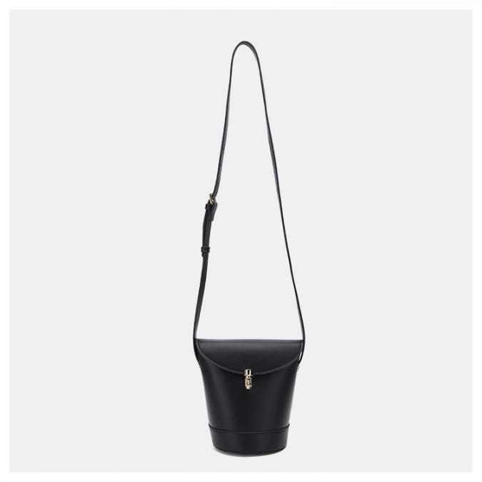 Custom Black PU Leather Small Crossbody Bucket Bags 