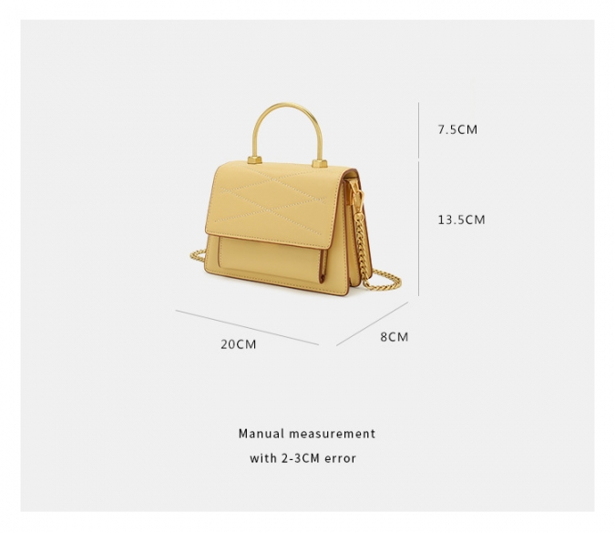 Custom 2020 Fashion Yellow Colour Cross Body Handbags with Metal Handle 
