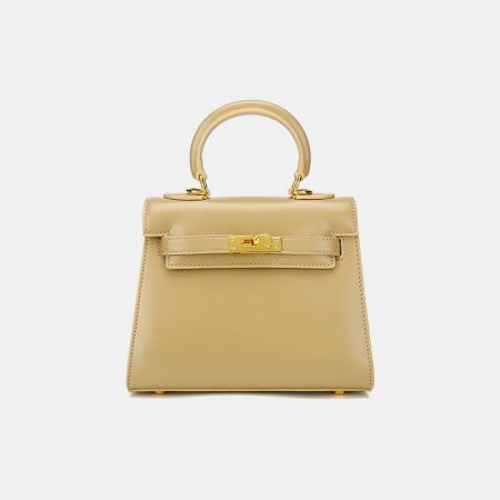 Plain Leather Women Tote  Lock Handbag