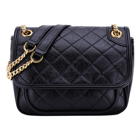 Pu leather quilted chain shoulder bag