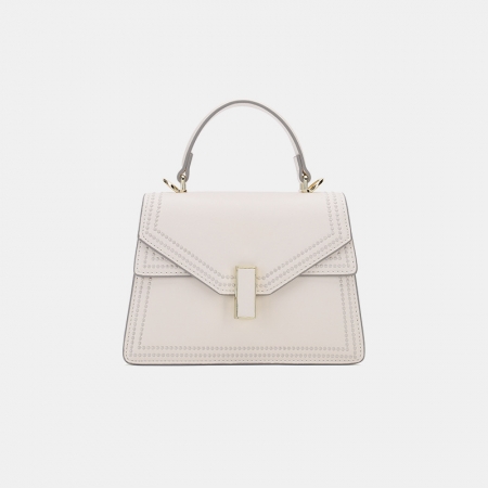 Classical White Vegan Leather Female Styling Custom Handbag