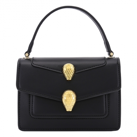 Square handbag with  snake head shape decoration