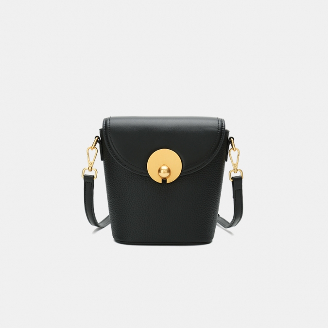 Custom Logo Fashion Ladies Vegan Leather Retro Small Shoulder Bucket Bag 