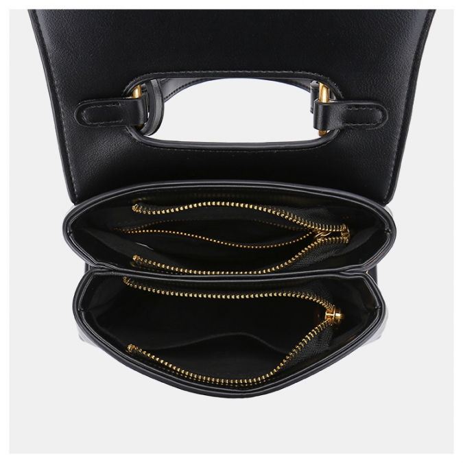 Guangzhou OEM PU Leather Sling Black Color Elegant Lock Handbag For Ladies 