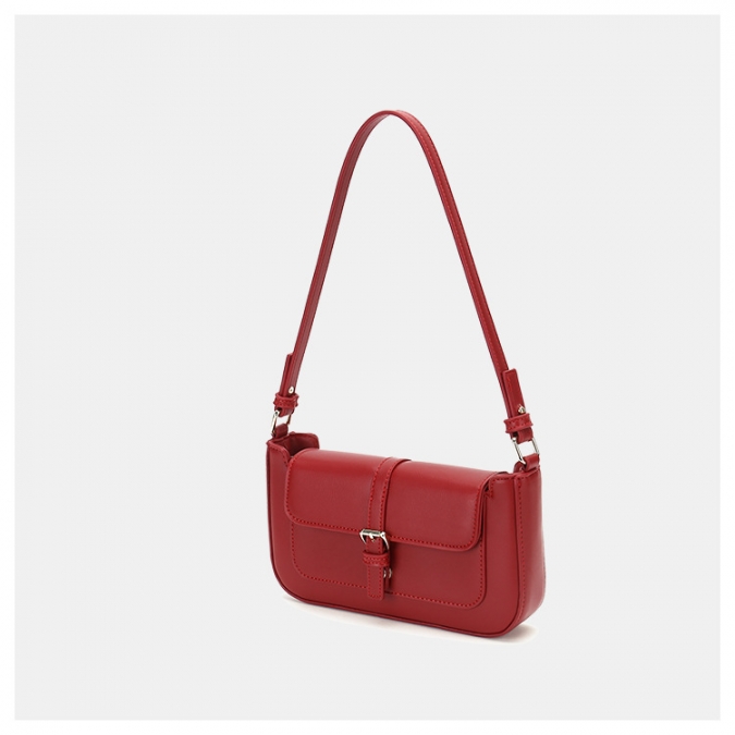 Custom brand red vegan leather armpit  bag tote bag for women 