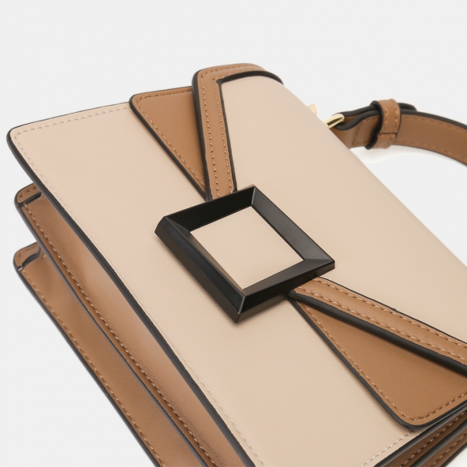 Custom high fashion handbags contrast color vegan leather shoulder bag for women 