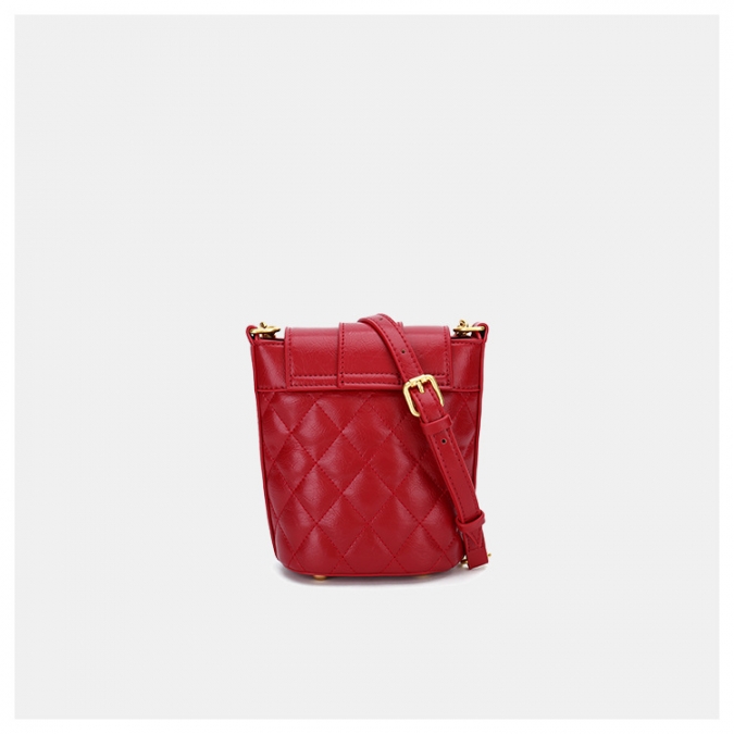 Designer handbag red leather bucket bag chain shoulder bag 