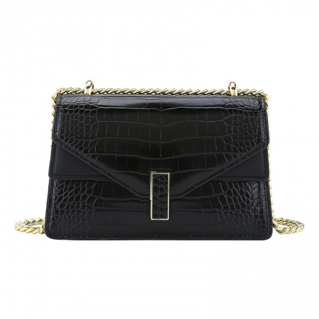  Black PU Flap Shoulder Chain Purses Bag