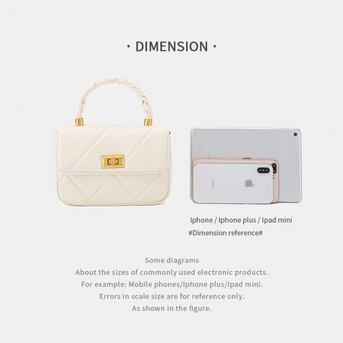 OEM Factory Elegant White Quilted PU Flap Handbags with Braided Handle 