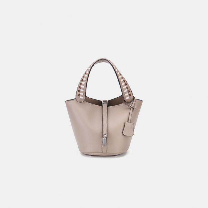 Designer Brown Ladies Office Purse Bucket Bag with Studs 