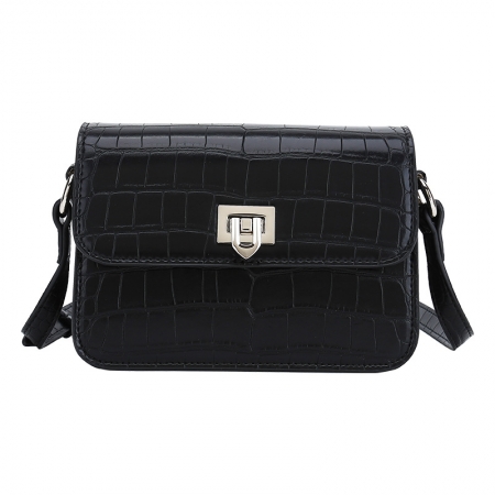 Black Crocodile Pattern Flap Purses