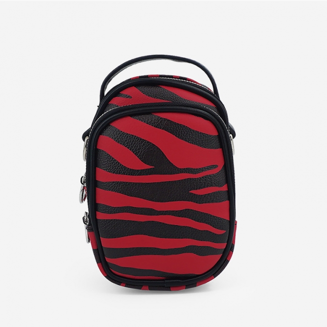 Casual Girls PU Leather Zebra Pattern Small Size Crossbody Oval Bag 