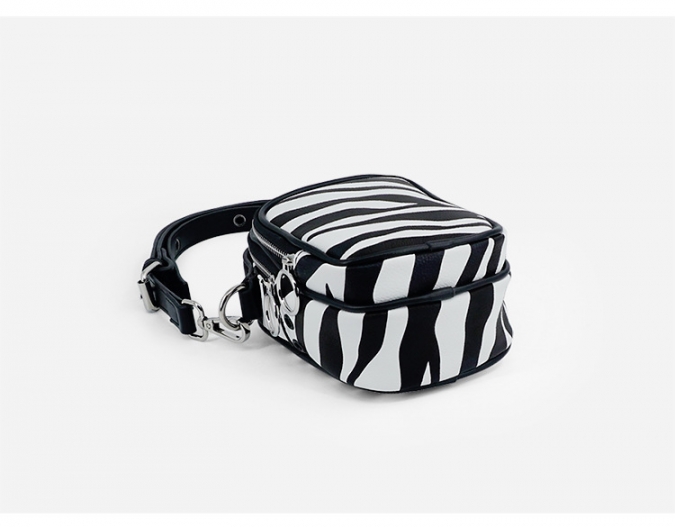 Casual Girls PU Leather Zebra Pattern Small Size Crossbody Oval Bag 