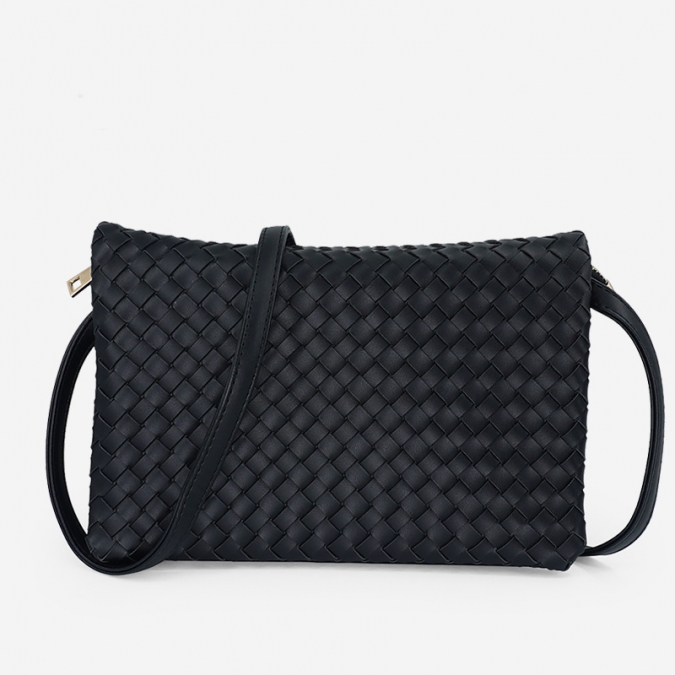 OEM Vegan Leather Fashion Woven Multi-pocket Women Shoulder Messenger Bag 