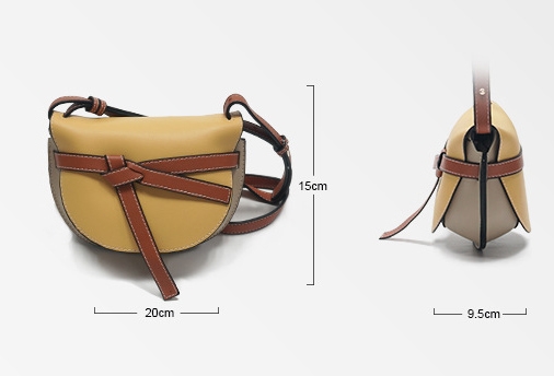 Custom vagan leather bow semi-circle saddle bags mini  cross body shoulder bag 