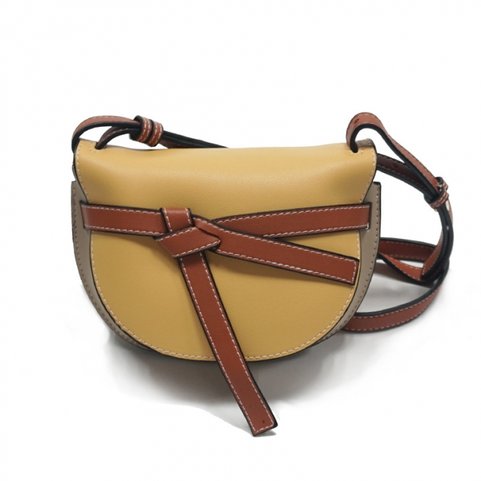 Custom vagan leather bow semi-circle saddle bags mini  cross body shoulder bag 
