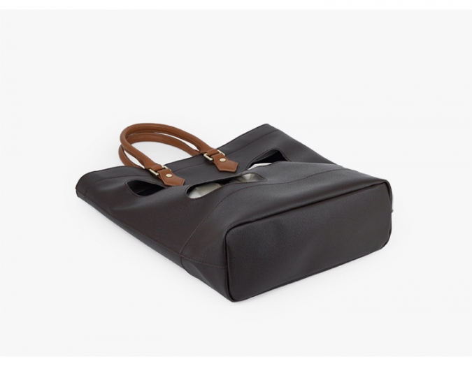 Microfiber Leather Hollow Large Ladies 2 Pcs Handbags Set With Fabric Pocket 